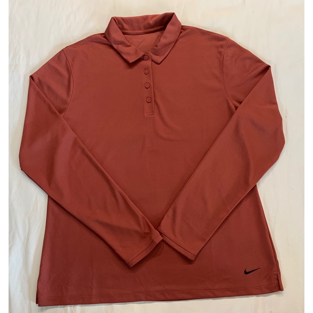 Nike Dri-FIT Tennis Prep Polo Shirt Rust Golf Activewear Athleisure Preppy-L